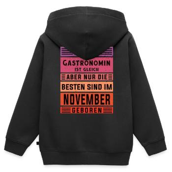Restaurant Wirt Geburtstag November geboren - Kinder Premium Organic Zip Hoodie - Schwarz - Hinten - AI Model Kid Male (0cm)