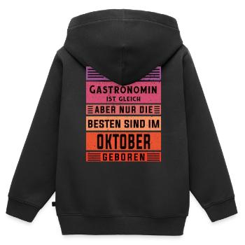 Restaurant Wirt Geburtstag Oktober geboren - Kinder Premium Organic Zip Hoodie - Schwarz - Hinten - AI Model Kid Male (0cm)