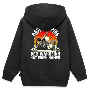 Base Jumping - Kinder Premium Organic Zip Hoodie - Schwarz - Hinten - AI Model Kid Male (0cm)