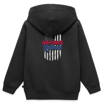 Retraite De l’armée de l’air des États-Unis - Sweat Premium à capuche zippé enfant bio - noir - Dos - AI Model Kid Male (0cm)