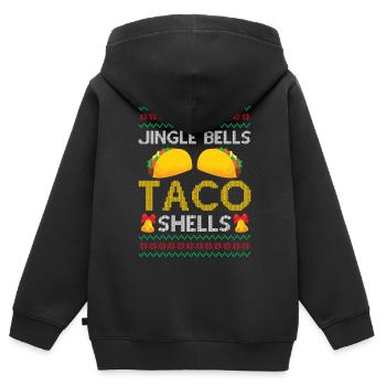Tacos - Jingle Bells Taco Shells - Saying Ugly Chr - Kinder Premium Organic Zip Hoodie - Schwarz - Hinten - AI Model Kid Male (0cm)