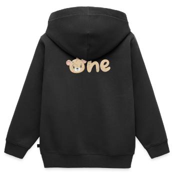 Teddybär - Kinder Premium Organic Zip Hoodie - Schwarz - Hinten - AI Model Kid Male (0cm)