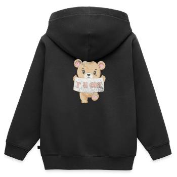 Teddybär - Kinder Premium Organic Zip Hoodie - Schwarz - Hinten - AI Model Kid Male (0cm)