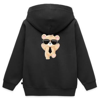 Teddybär Bär Teddy Stofftier Kinder Geschenk - Kinder Premium Organic Zip Hoodie - Schwarz - Hinten - AI Model Kid Male (0cm)