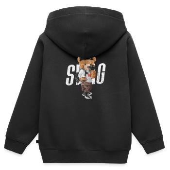 Teddybär - Kinder Premium Organic Zip Hoodie - Schwarz - Hinten - AI Model Kid Male (0cm)