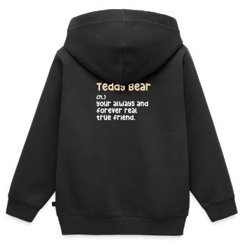 Teddybär Bär Teddy Stofftier Kinder Geschenk - Kinder Premium Organic Zip Hoodie - Schwarz - Hinten - AI Model Kid Male (0cm)
