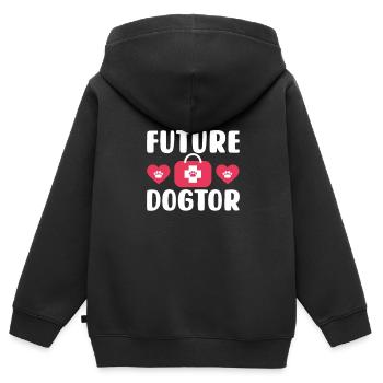 Tierarzt - Kinder Premium Organic Zip Hoodie - Schwarz - Hinten - AI Model Kid Male (0cm)