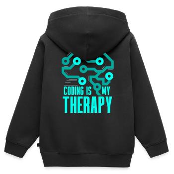 Programmieren Ist Meine Therapie Coding Code Coder - Kinder Premium Organic Zip Hoodie - Schwarz - Hinten - AI Model Kid Male (0cm)