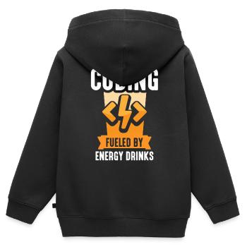 Programming with Energydrinks Coding Code Coder - Kids Premium Organic Zip-up Hoodie - black - Back - AI Model Kid Male (0cm)