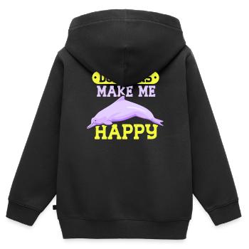 Les dauphins me rendent heureux Dauphin dauphin - Sweat Premium à capuche zippé enfant bio - noir - Dos - AI Model Kid Male (0cm)