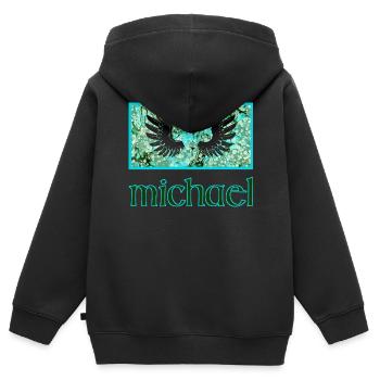 michael e 248 - Kinder Premium Organic Zip Hoodie - Schwarz - Hinten - AI Model Kid Male (0cm)