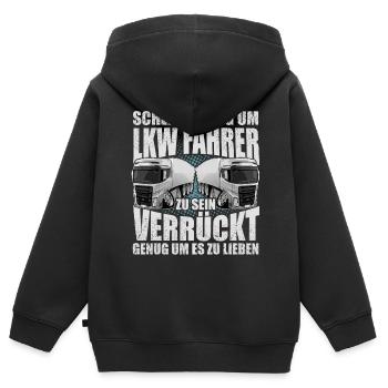 LKW Fahrer - Kinder Premium Organic Zip Hoodie - Schwarz - Hinten - AI Model Kid Male (0cm)