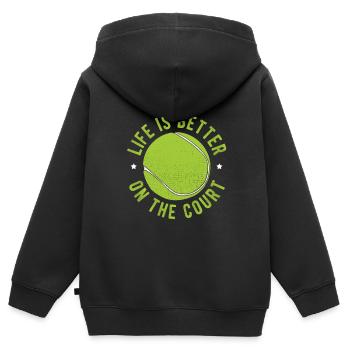 Tennisplatz Spruch Für Tennis - Kinder Premium Organic Zip Hoodie - Schwarz - Hinten - AI Model Kid Male (0cm)