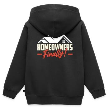 Propriétaire Enfin Propriétaire Propriétaire Maison - Sweat Premium à capuche zippé enfant bio - noir - Dos - AI Model Kid Male (0cm)