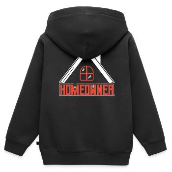 Propriétaire Propriétaire Maison propriétaire - Sweat Premium à capuche zippé enfant bio - noir - Dos - AI Model Kid Male (0cm)