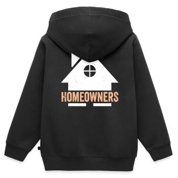 Propriétaire Maison Propriétaire Maison Propriétaire Maison - Sweat Premium à capuche zippé enfant bio - noir - Dos - AI Model Kid Male (0cm)