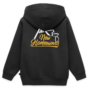 Maison de propriétaire propriétaire neuf - Sweat Premium à capuche zippé enfant bio - noir - Dos - AI Model Kid Male (0cm)