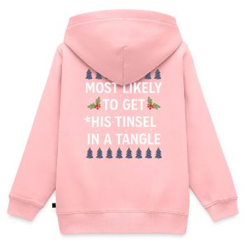 Christmas Most Likely To Get His Tinsel In A Tangl - Kids Premium Organic Zip-up Hoodie - rose - Back - AI Model Kid Female (0cm)