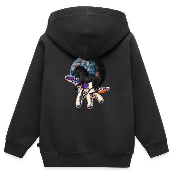 Cheval - Sweat Premium à capuche zippé enfant bio - noir - Dos - AI Model Kid Male (0cm)