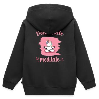 Licorne Méditation Relaxation Yoga Cadeau - Sweat Premium à capuche zippé enfant bio - noir - Dos - AI Model Kid Male (0cm)