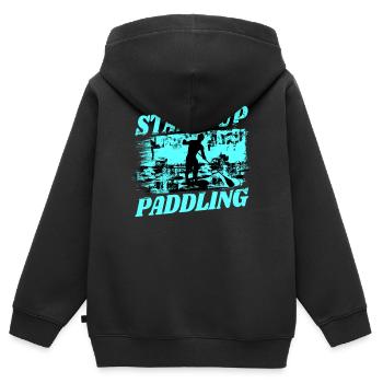 SUP paddle paddle Stand Up Paddle Surf - Sweat Premium à capuche zippé enfant bio - noir - Dos - AI Model Kid Male (0cm)