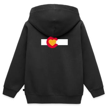 Colorado - Kinder Premium Organic Zip Hoodie - Schwarz - Hinten - AI Model Kid Male (0cm)
