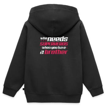 Frère - Sweat Premium à capuche zippé enfant bio - noir - Dos - AI Model Kid Male (0cm)