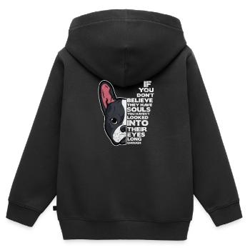 Boston Terrier - Sweat Premium à capuche zippé enfant bio - noir - Dos - AI Model Kid Male (0cm)