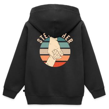 Beau-père Fête des pères Beau-père Beau-père - Sweat Premium à capuche zippé enfant bio - noir - Dos - AI Model Kid Male (0cm)