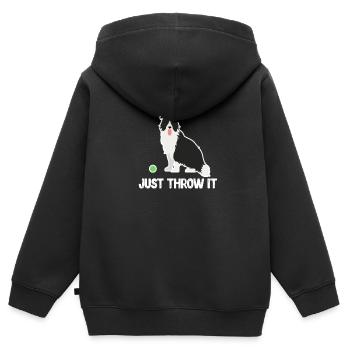 Border Collie - Kids Premium Organic Zip-up Hoodie - black - Back - AI Model Kid Male (0cm)