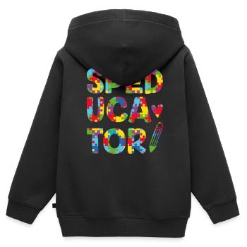 Speducator Enseignant en éducation spécialisée En éducation spécialisée - Sweat Premium à capuche zippé enfant bio - noir - Dos - AI Model Kid Male (0cm)