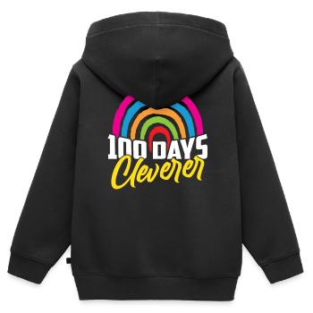 100 Days Clever Funny Sweet Team Dictons - Sweat Premium à capuche zippé enfant bio - noir - Dos - AI Model Kid Male (0cm)