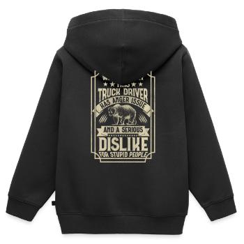 Truck Driver Funny Truck Driver Quotes - Kinder Premium Organic Zip Hoodie - Schwarz - Hinten - AI Model Kid Male (0cm)