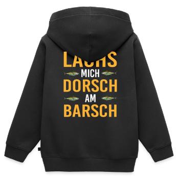 Lachs Mich Dorsch Am Barsch Angler Fischarten - Kinder Premium Organic Zip Hoodie - Schwarz - Hinten - AI Model Kid Male (0cm)