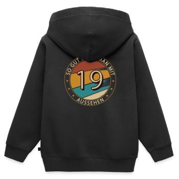 So Gut Kann Man Mit 19 Aussehen Geburtstag Vintage - Kinder Premium Organic Zip Hoodie - Schwarz - Hinten - AI Model Kid Male (0cm)