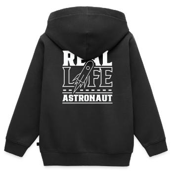 Real Life Astronaut Astronomie Weltraum Rakete - Kinder Premium Organic Zip Hoodie - Schwarz - Hinten - AI Model Kid Male (0cm)
