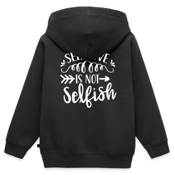 Selbstliebe Ist Nicht Selbstsüchtig Love Selfish - Kinder Premium Organic Zip Hoodie - Schwarz - Hinten - AI Model Kid Male (0cm)
