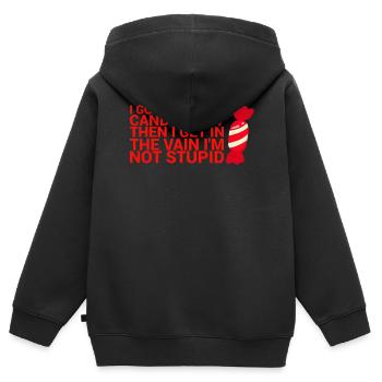 Ich Muss Den Ersten Lustigen Humor Für Erwachsene - Kinder Premium Organic Zip Hoodie - Schwarz - Hinten - AI Model Kid Male (0cm)