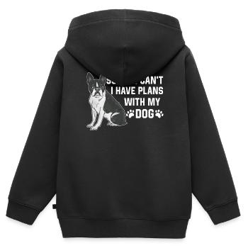 Malheureusement, je ne peux pas avoir de plans avec mon chien - Sweat Premium à capuche zippé enfant bio - noir - Dos - AI Model Kid Male (0cm)