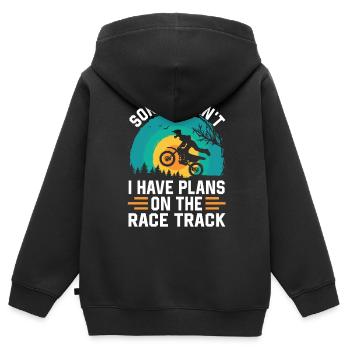 Kann Nicht Habe Pläne Für Die Motorrad Rennstrecke - Kinder Premium Organic Zip Hoodie - Schwarz - Hinten - AI Model Kid Male (0cm)