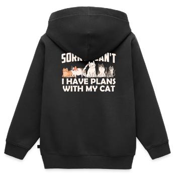 Malheureusement, je ne peux pas avoir de plans avec mon chat - Sweat Premium à capuche zippé enfant bio - noir - Dos - AI Model Kid Male (0cm)