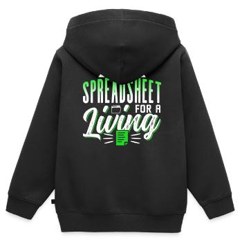 Je crée des feuilles de calcul pour le travail Feuille de calcul - Sweat Premium à capuche zippé enfant bio - noir - Dos - AI Model Kid Male (0cm)