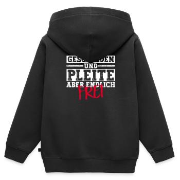 Geschieden Und Pleite Aber Endlich Frei Scheidung - Kinder Premium Organic Zip Hoodie - Schwarz - Hinten - AI Model Kid Male (0cm)