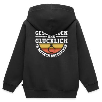 Geschieden Und Glücklich In Meinen Dreißigern - Kinder Premium Organic Zip Hoodie - Schwarz - Hinten - AI Model Kid Male (0cm)