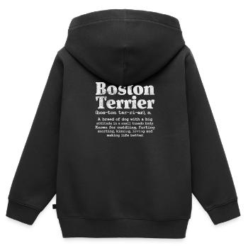 Boston Terrier - Sweat Premium à capuche zippé enfant bio - noir - Dos - AI Model Kid Male (0cm)