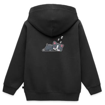 Boston Terrier - Sweat Premium à capuche zippé enfant bio - noir - Dos - AI Model Kid Male (0cm)