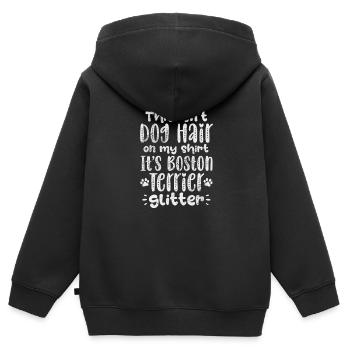 Boston Terrier - Sweat Premium à capuche zippé enfant bio - noir - Dos - AI Model Kid Male (0cm)