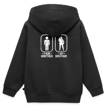 Frère - Sweat Premium à capuche zippé enfant bio - noir - Dos - AI Model Kid Male (0cm)