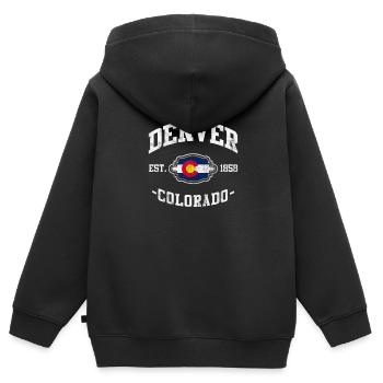 Colorado USA Amérique Denver Cadeau - Sweat Premium à capuche zippé enfant bio - noir - Dos - AI Model Kid Male (0cm)