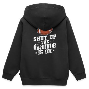 Shut up the Game est sur le football américain - Sweat Premium à capuche zippé enfant bio - noir - Dos - AI Model Kid Male (0cm)